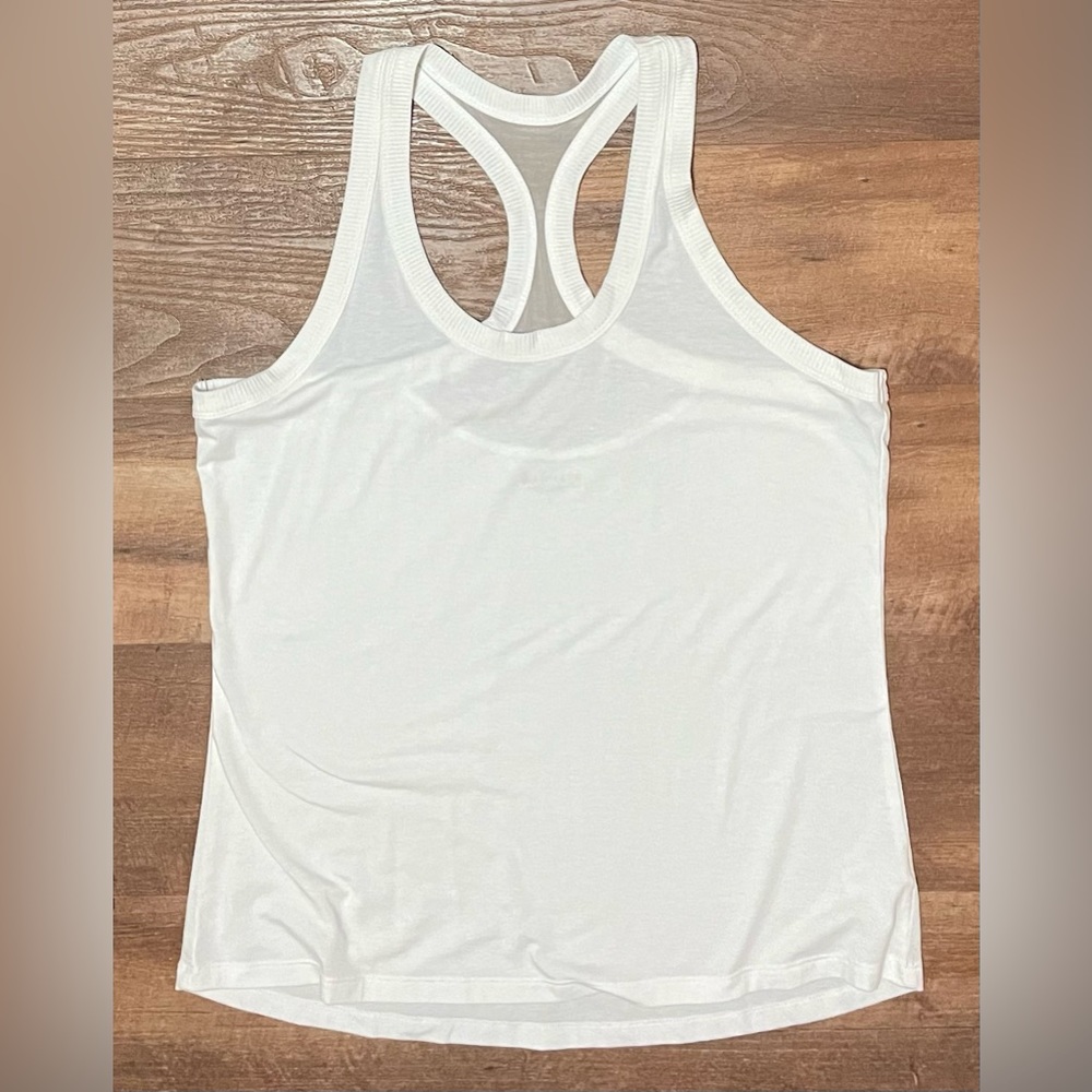 Athleta white racerback workout exercise gym tank top size large L